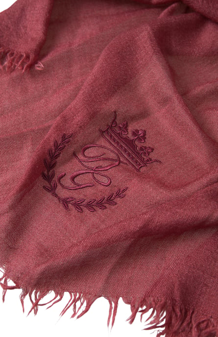Bordeauxfarbener Cashmere-Strick-Wickelschal mit Fransen - Image 2