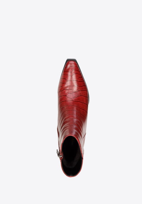 Wittchen Damen-Ankle-Boots aus burgunderrotem Krokoleder mit hohem Absatz - Image 3