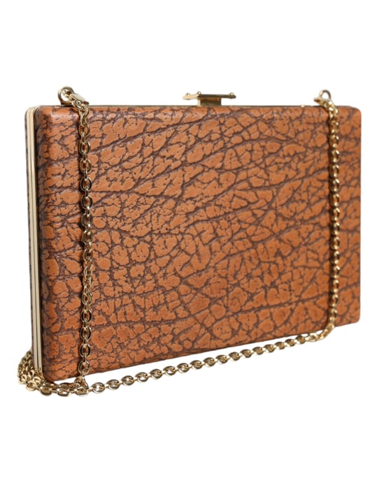 Braune Leder Goldrahmen Clutch Mini Umhängetasche - Image 2