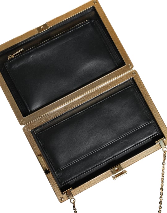 Braune Leder Goldrahmen Clutch Mini Umhängetasche - Image 3