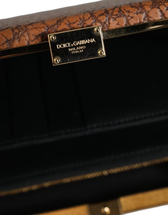 Braune Leder Goldrahmen Clutch Mini Umhängetasche - Image 4