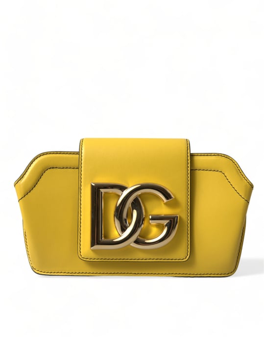 Gelbe Glattleder DG Logo Clutch Crossbody Tasche - Image 1