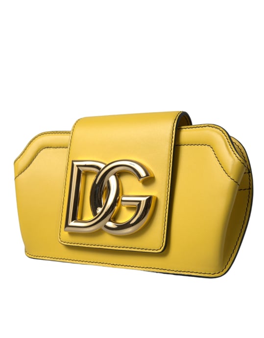 Gelbe Glattleder DG Logo Clutch Crossbody Tasche - Image 2
