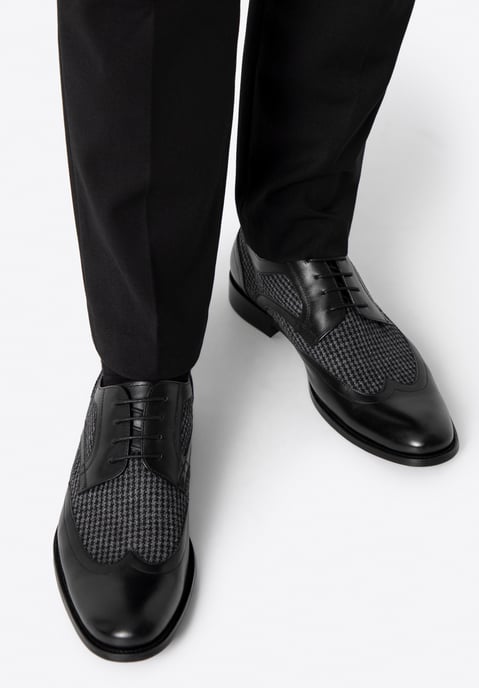 Wittchen Herren-Derbyschuhe aus schwarzem Leder mit Textileinsätzen - Image 2