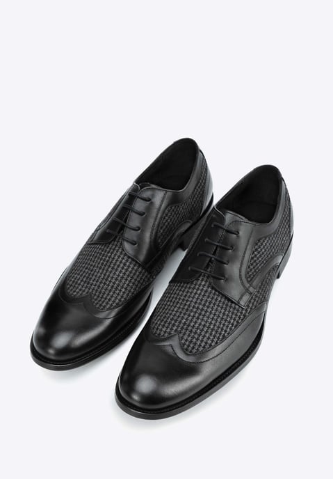 Wittchen Herren-Derbyschuhe aus schwarzem Leder mit Textileinsätzen - Image 3