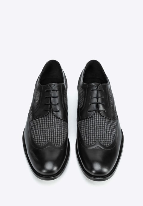 Wittchen Herren-Derbyschuhe aus schwarzem Leder mit Textileinsätzen - Image 4