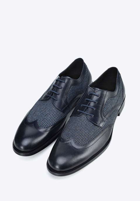 Wittchen Herren-Derbyschuhe aus Leder mit Textileinsätzen, marineblau, Naturleder - Image 2