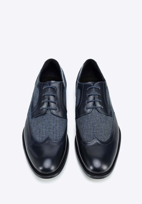 Wittchen Herren-Derbyschuhe aus Leder mit Textileinsätzen, marineblau, Naturleder - Image 3
