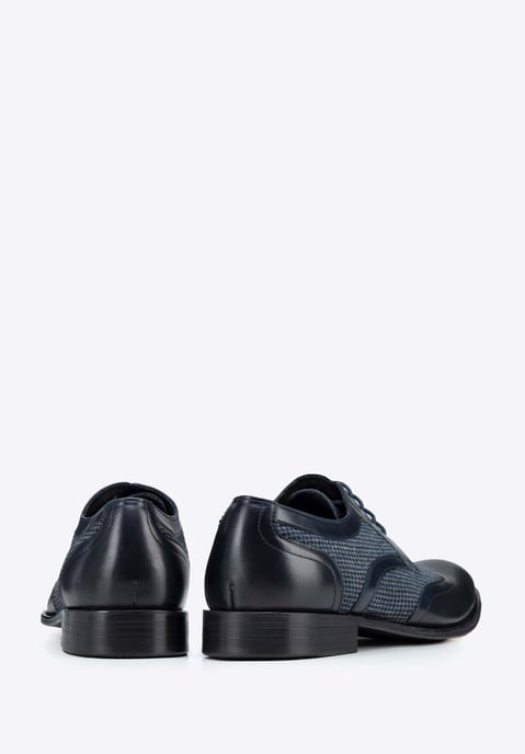 Wittchen Herren-Derbyschuhe aus Leder mit Textileinsätzen, marineblau, Naturleder - Image 4