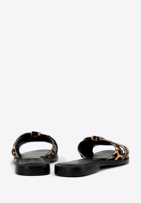 Wittchen Damen-Flip-Flops aus Leder mit Tiermuster, Schwarz und Braun, Naturleder - Image 4