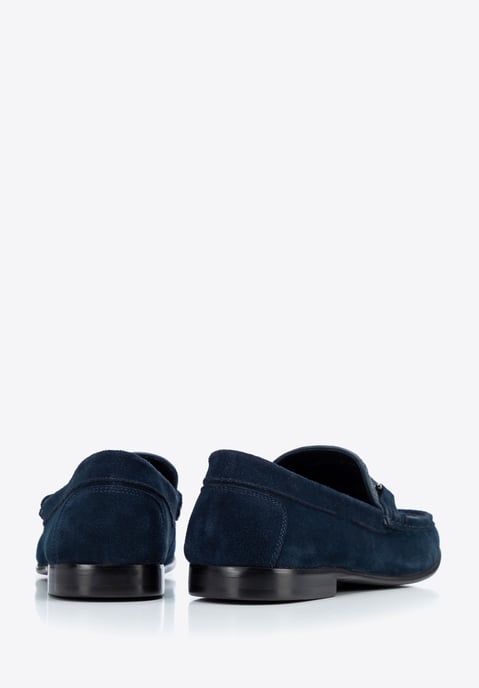 Wittchen Herren-Mokassins aus marineblau kariertem Stoff mit Wildleder - Image 4