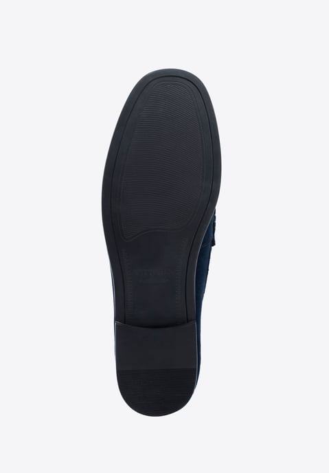 Wittchen Herren-Mokassins aus marineblau kariertem Stoff mit Wildleder - Image 6