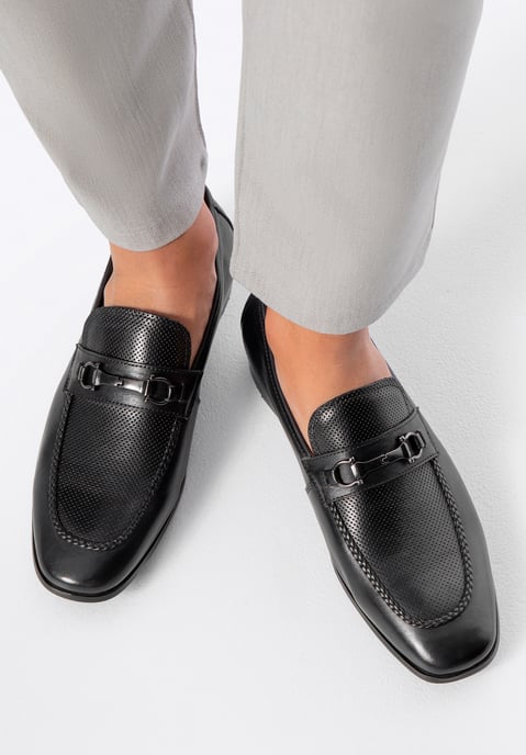 Wittchen Herren-Lederslipper mit Schnalle am Riemen, schwarzes Naturleder - Image 1