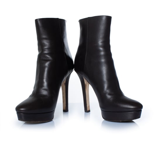 Jimmy Choo dunkelbraune Plateau-Stiefel aus Leder - Image 6