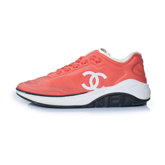 Chanel 19P pinke Lycra-Sneaker mit CC-Logo, niedrigem Schaft - Image 2