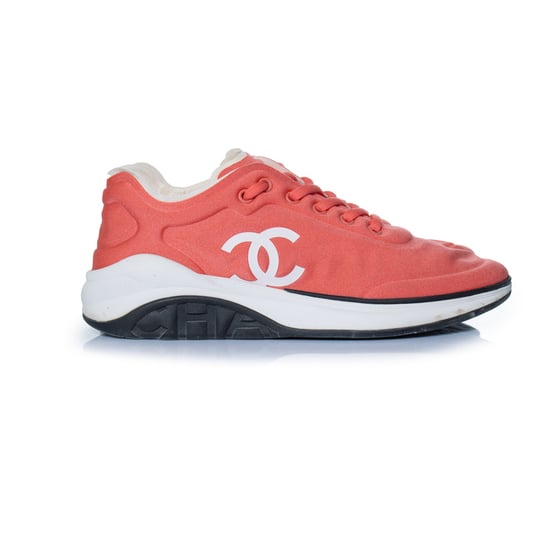 Chanel 19P pinke Lycra-Sneaker mit CC-Logo, niedrigem Schaft - Image 4