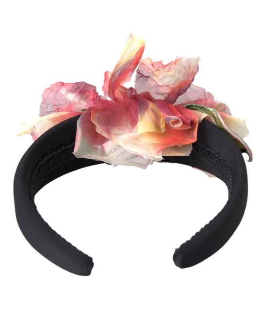 Rosenpinke Seidenblumen Schwarze Tiara Damen Haarband Diadem - Image 3