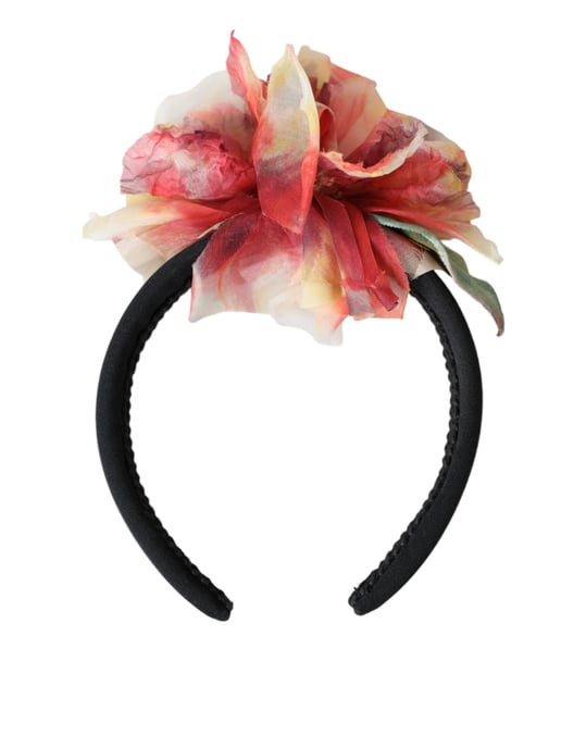 Rosenpinke Seidenblumen Schwarze Tiara Damen Haarband Diadem - Image 5