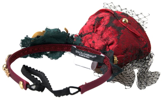Rotes Diadem-Haarband mit mehrfarbigen Rosen aus Seiden-Kristallnetz-Logo - Image 3