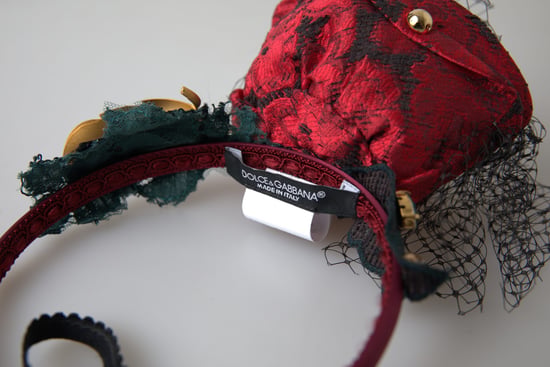 Rotes Diadem-Haarband mit mehrfarbigen Rosen aus Seiden-Kristallnetz-Logo - Image 4