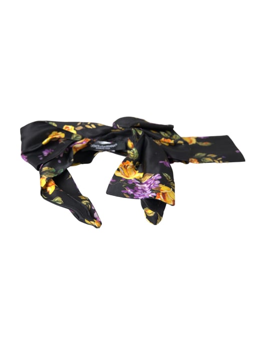 Schwarzes Blumen-Applikation Seiden-Haarband Diadem für Frauen - Image 2