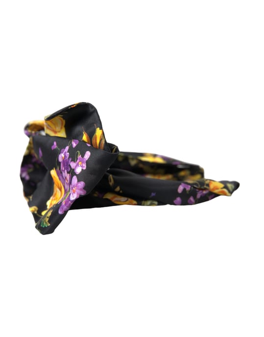 Schwarzes Blumen-Applikation Seiden-Haarband Diadem für Frauen - Image 4