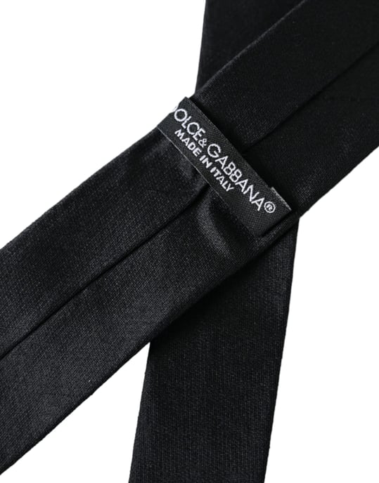 Schwarze einfarbige Krawatte aus 100 % Seide mit verstellbarem Band - Image 2