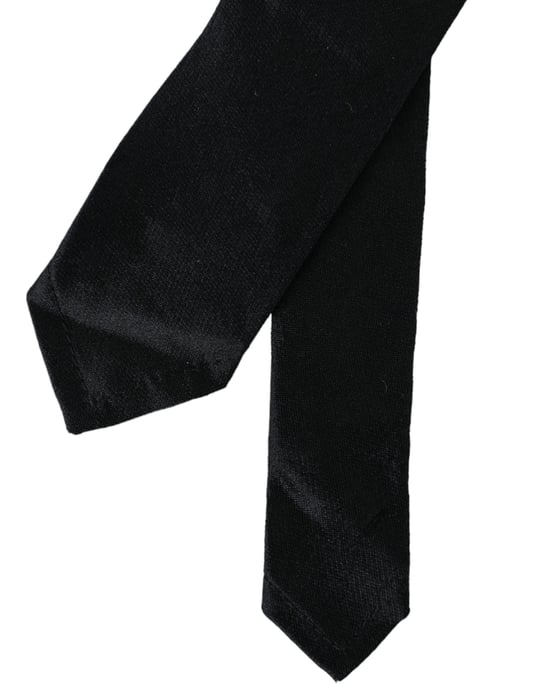 Schwarze einfarbige Krawatte aus 100 % Seide mit verstellbarem Band - Image 3