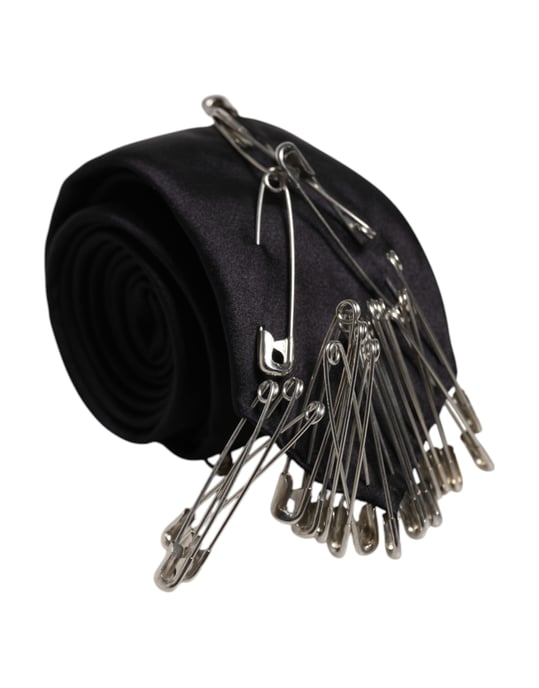 Schwarze Sicherheitsnadeln Seidenverstellbare Krawattenaccessoire - Image 1