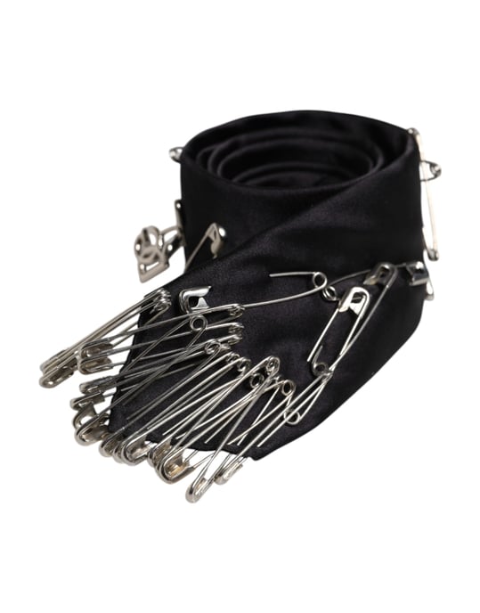 Schwarze Sicherheitsnadeln Seidenverstellbare Krawattenaccessoire - Image 2