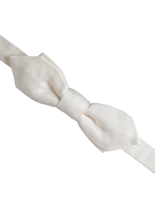 Dolce & Gabbana Weißer Seidenverstellbarer Halsband Herren Papillon Fliegenkrawatte - Image 3