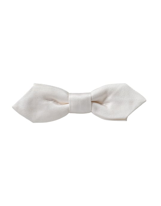 Dolce & Gabbana Weißer Seidenverstellbarer Halsband Herren Papillon Fliegenkrawatte - Image 4