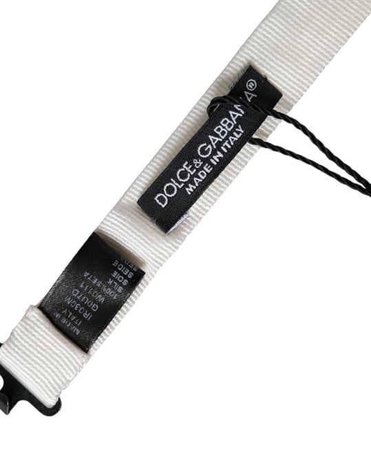 Dolce & Gabbana Weißer Seidenverstellbarer Halsband Herren Papillon Fliegenkrawatte - Image 6