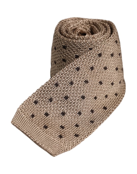 Beige gepunktete Seiden-Verstellbare Krawatte - Image 2