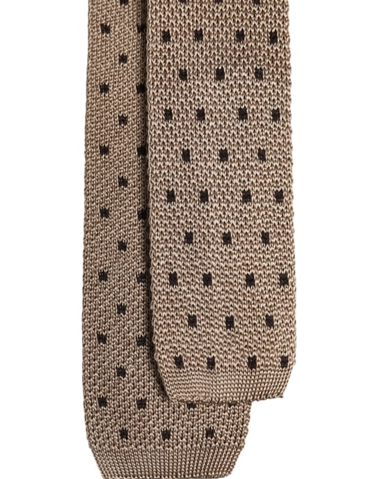 Beige gepunktete Seiden-Verstellbare Krawatte - Image 4
