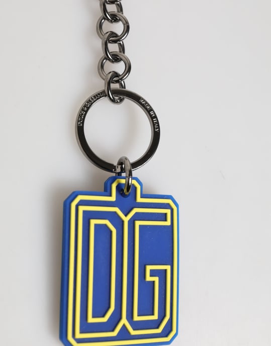 Blau Gelb DG Gummi Logo Silber Männer Schlüsselanhänger Schlüsselring - Image 2