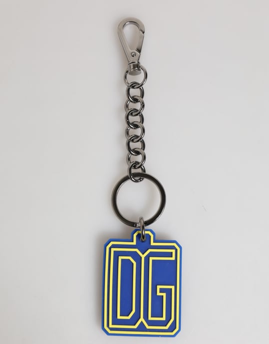 Blau Gelb DG Gummi Logo Silber Männer Schlüsselanhänger Schlüsselring - Image 4