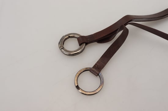 Brauner Leder-Schlüsselring mit silberfarbener Metallbeschlägen - Image 4