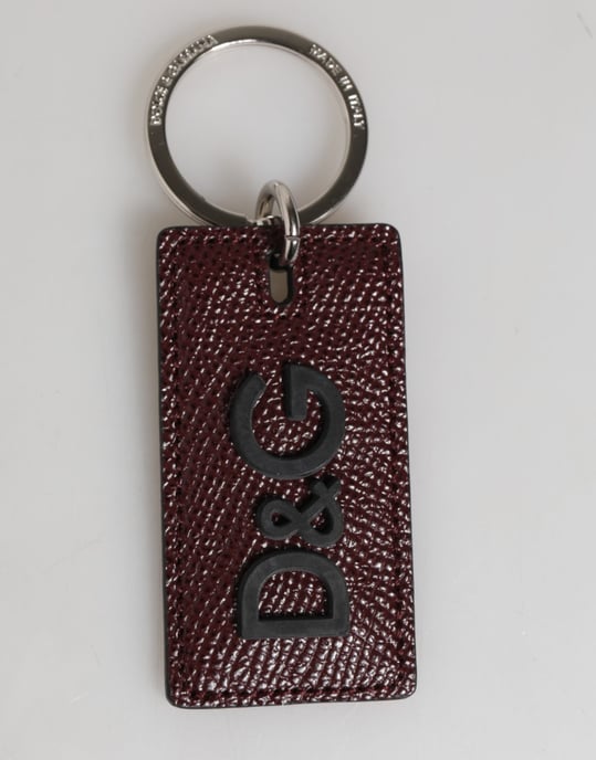 Dolce & Gabbana Dunkelbrauner Leder Logo Metallring Herren Schlüsselanhänger Schlüsselring - Image 2