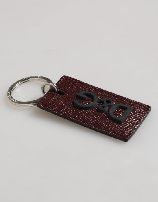 Dolce & Gabbana Dunkelbrauner Leder Logo Metallring Herren Schlüsselanhänger Schlüsselring - Image 3