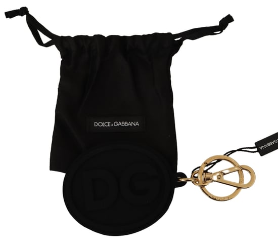Dolce & Gabbana Black Rubber DG Logo Gold en laiton Metal Course porte-clés pour hommes - Image 2