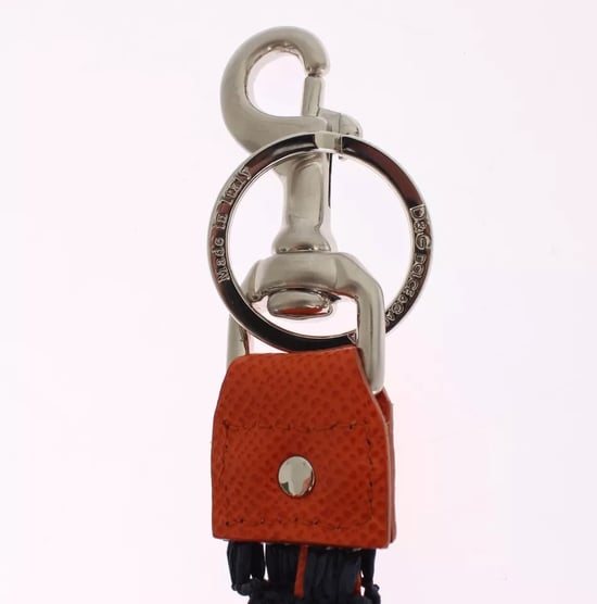 Roter Gelber Raffia-Lederverschluss Schlüsselanhänger Schlüsselring - Image 3