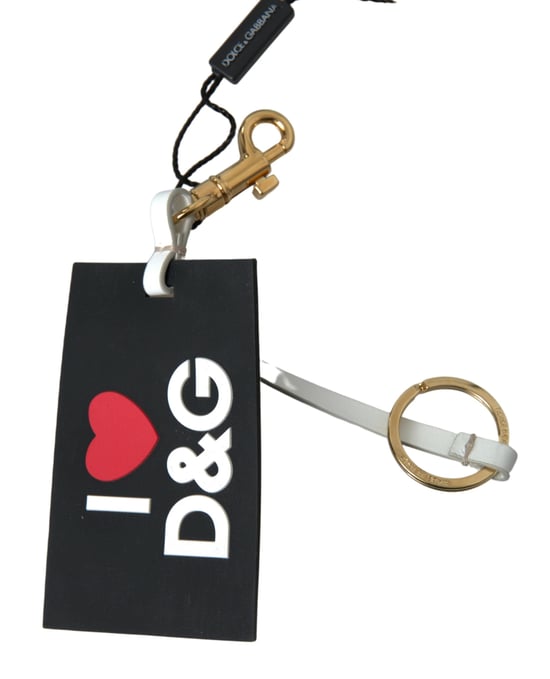 Dolce & Gabbana Schwarzer Silikon DG Logo Goldmessing Schlüsselanhänger - Image 3