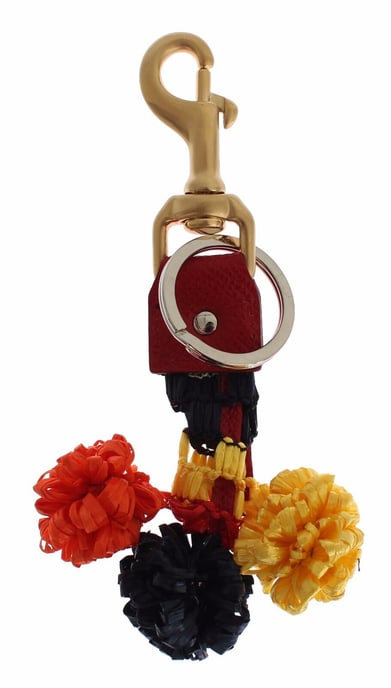 Dolce & Gabbana Goldgelbe Raffia-Leder-Clipsucherkette Schlüsselanhänger - Image 2