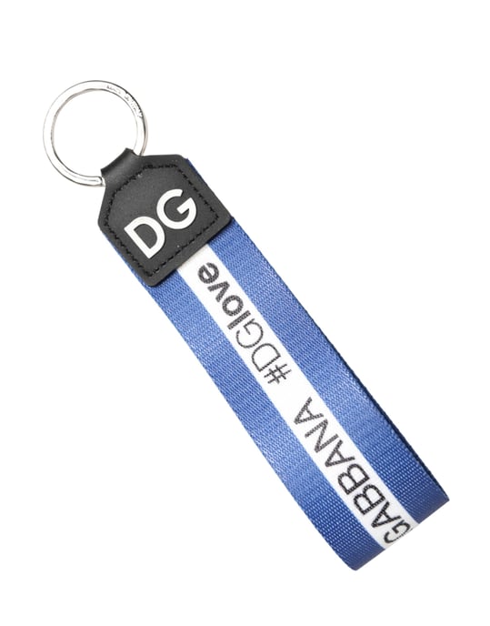 Weiß Blau Logo Polyester PVC Halter Schlüsselanhänger Schlüsselring - Image 3