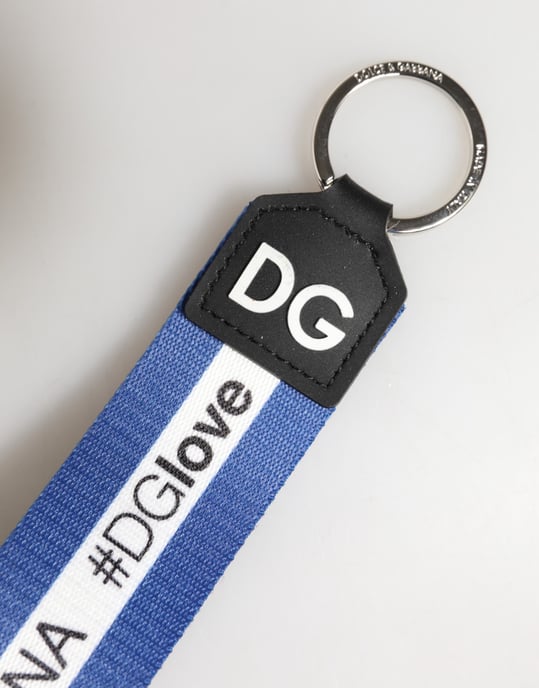 Weiß Blau Logo Polyester PVC Halter Schlüsselanhänger Schlüsselring - Image 4