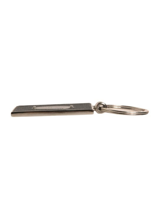 Dolce & Gabbana Schwarzer Lederlogo Metallring Schlüsselanhänger - Image 2