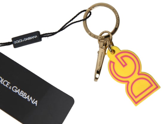Dolce & Gabbana Gelber Gummi DG Logo Gold Messing Metall Schlüsselanhänger Schlüsselring - Image 2