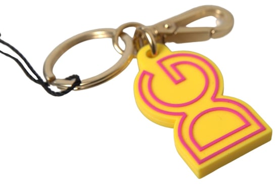 Dolce & Gabbana Gelber Gummi DG Logo Gold Messing Metall Schlüsselanhänger Schlüsselring - Image 3