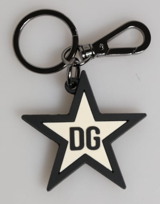 Weißes Schwarzes DG Logo Stern Gummi Herren Schlüsselanhänger Schlüsselring - Image 3